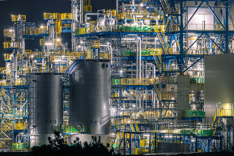 Industrial refinery at night